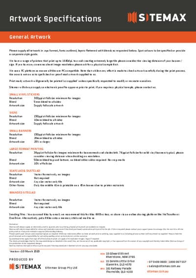 General Artwork Guidelines