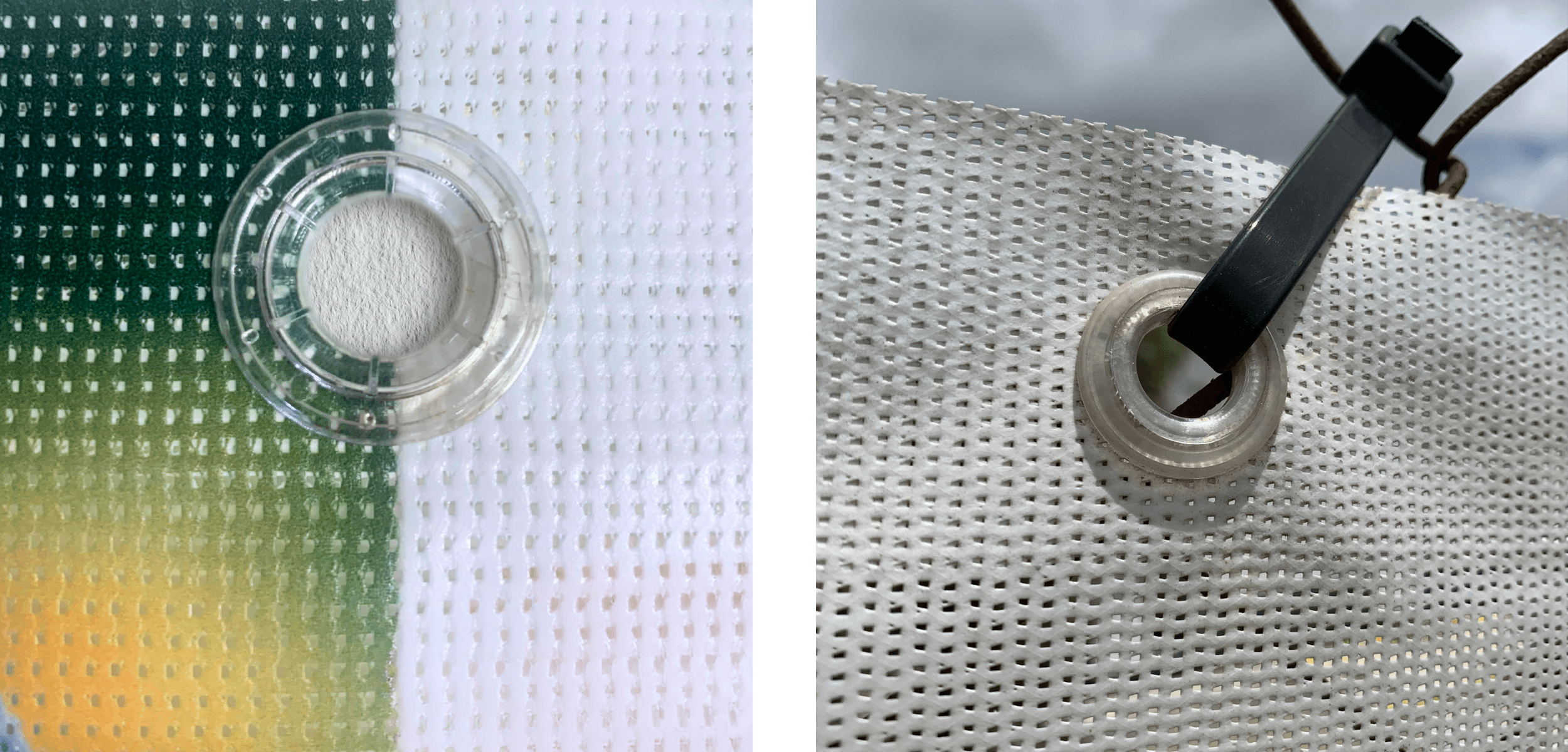Sitemax plastic eyelets are weatherproof and maintain banner mesh integrity over time